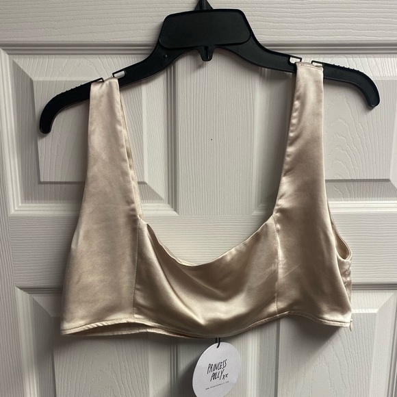 NWT Princess Polly Huxley Set Satin Top Champagne Size 12 - Picture 2 of 7
